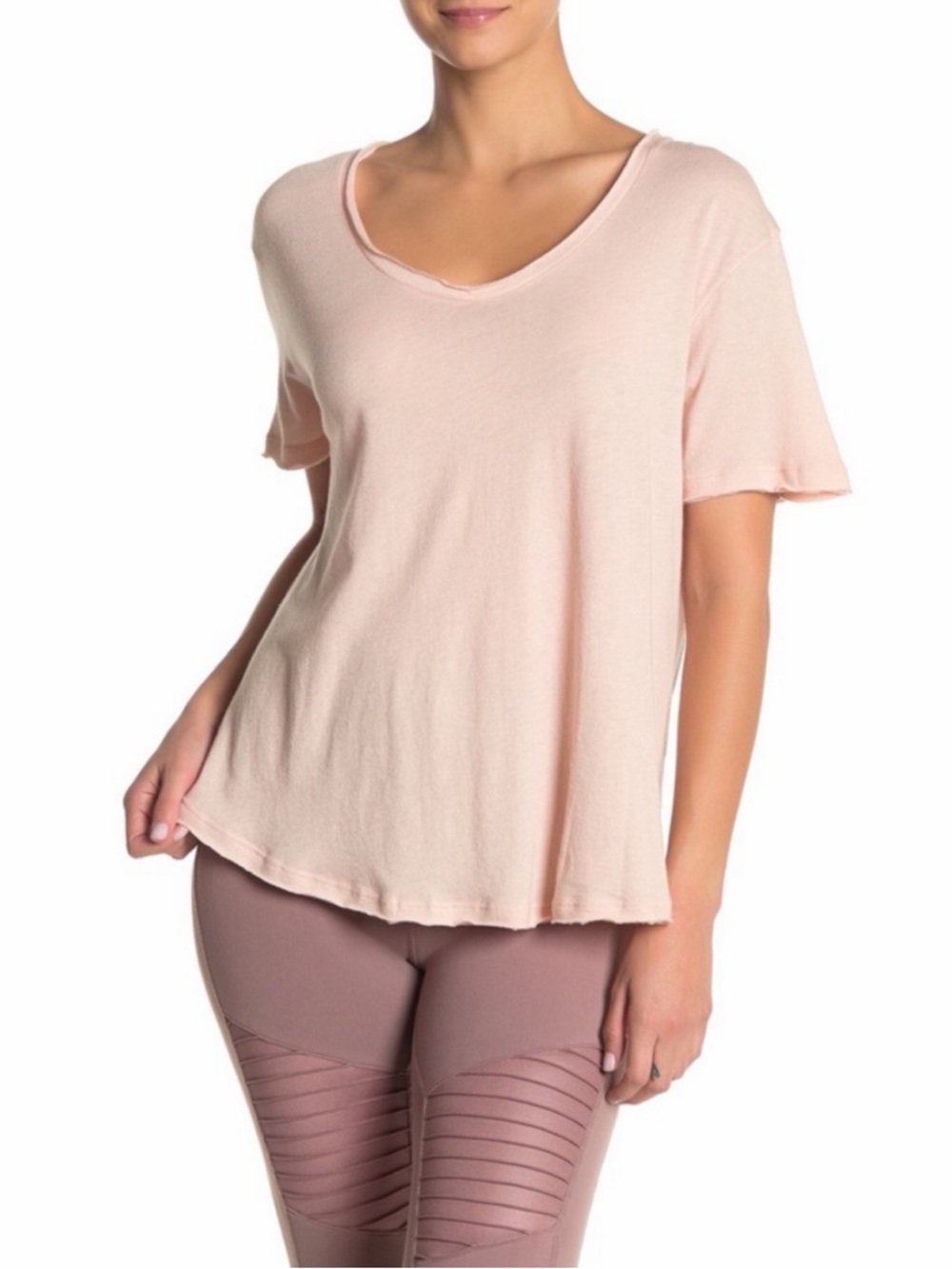 ALO YOGA Oak Supima Cotton Modal T Shirt Scoop Neck Tee Size Small NWT